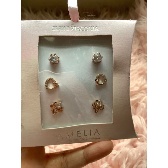 Cubic zirconia Amelia set 3 pieces of earrings - Picture 2 of 2